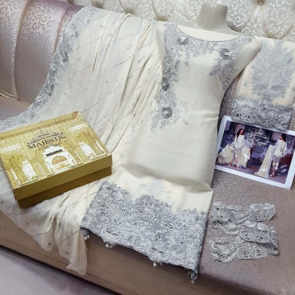 3 Piece Shirt & Duppata with Trouser White