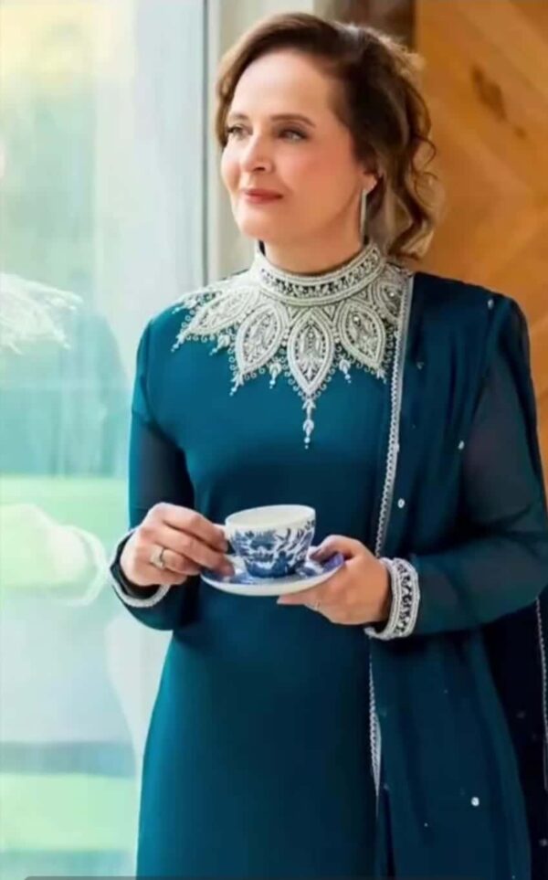Elegant 3-Piece Suit with Exquisite Hand Work