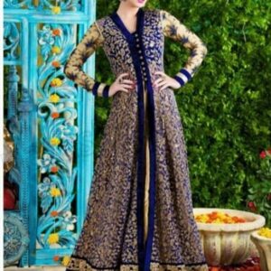 Royal Blue Embroidered Double Gown